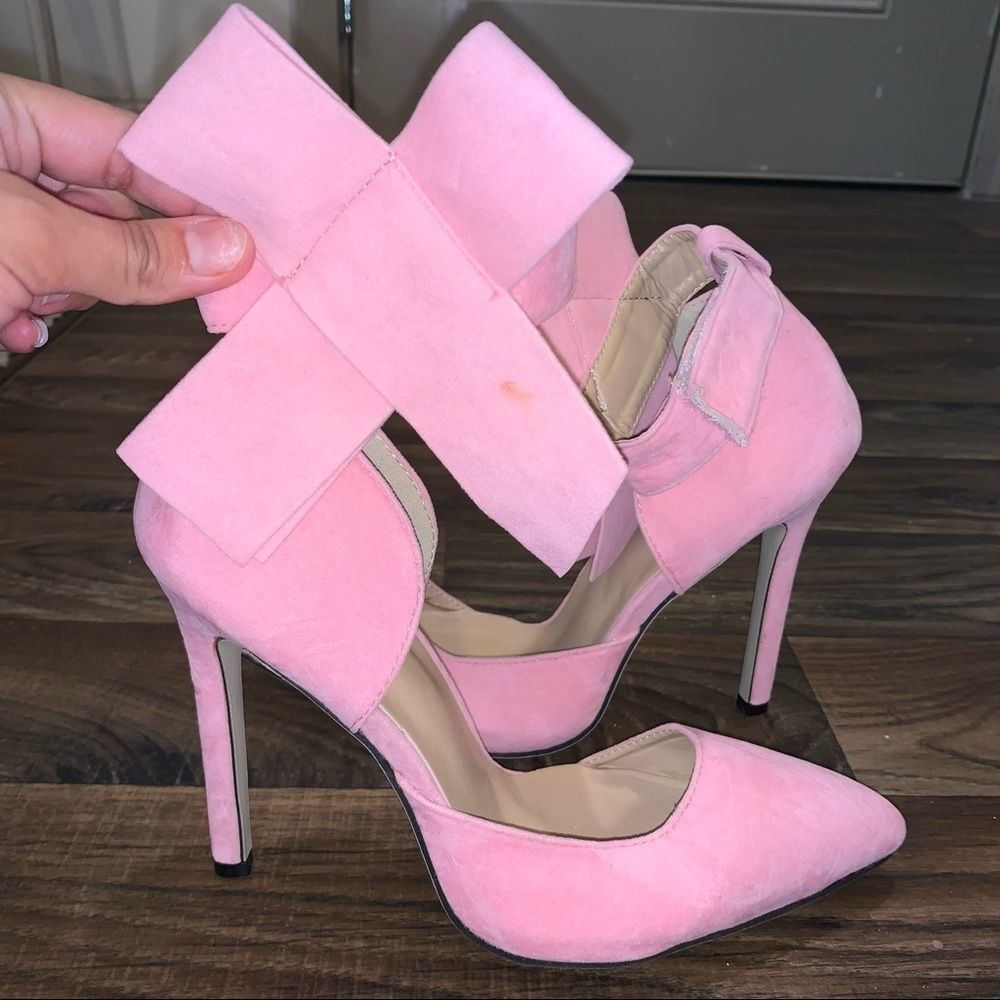 Pink Bow Pointy toe heels